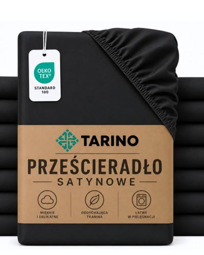 Prześcieradło na Gumce Czarne Satyna