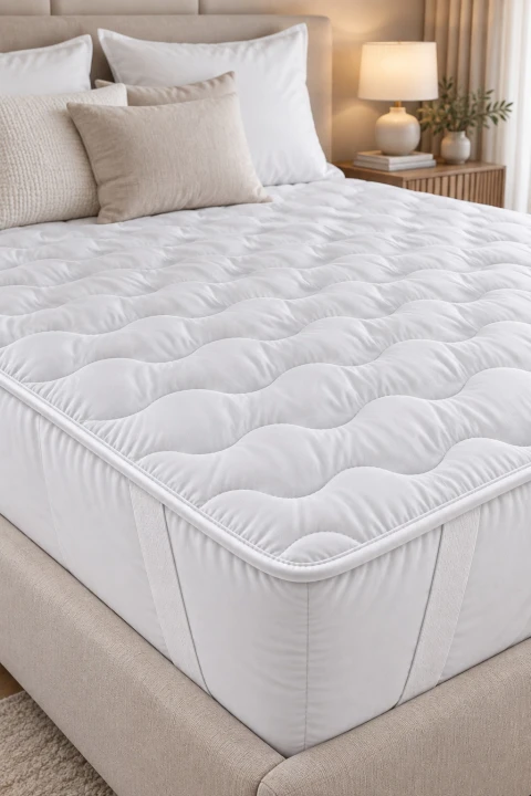 Pikowany ochraniacz na łóżku.jpg